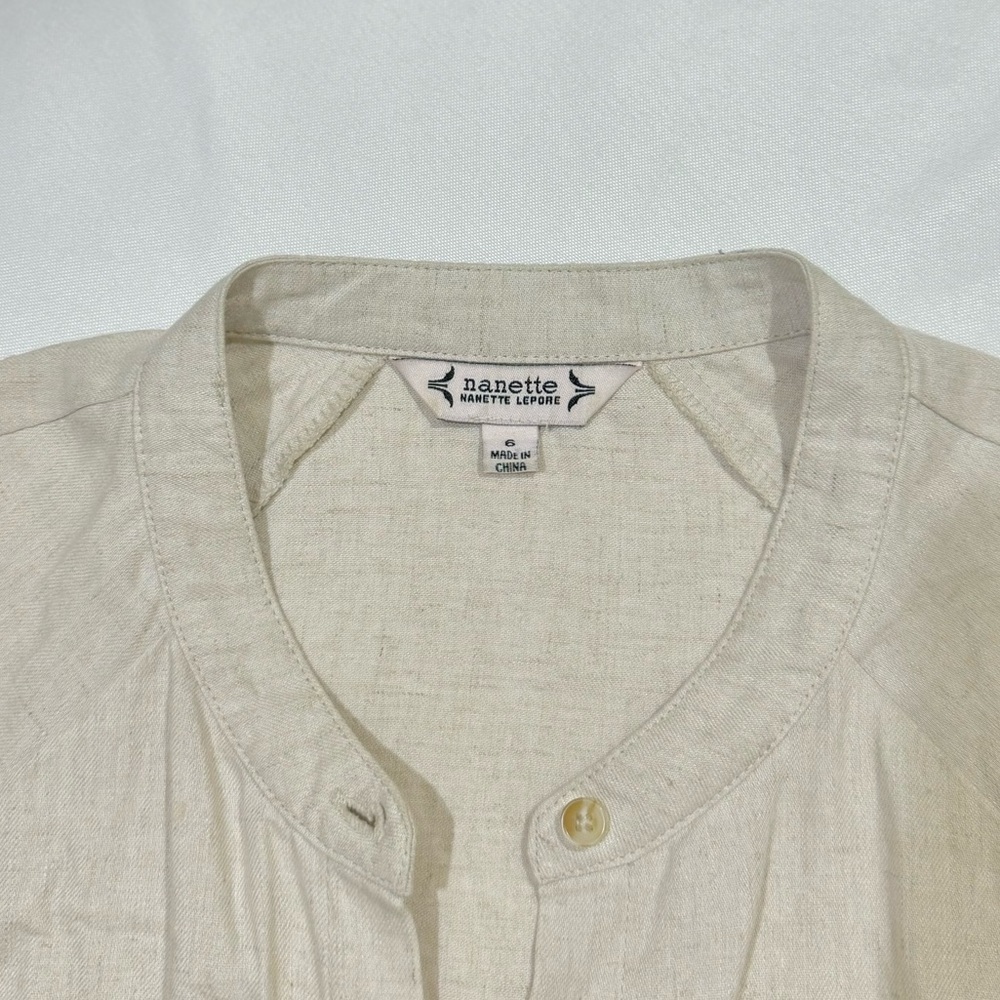 Nanette Lepore Natural Linen Button-Down Midi Dress - Picture 3 of 3